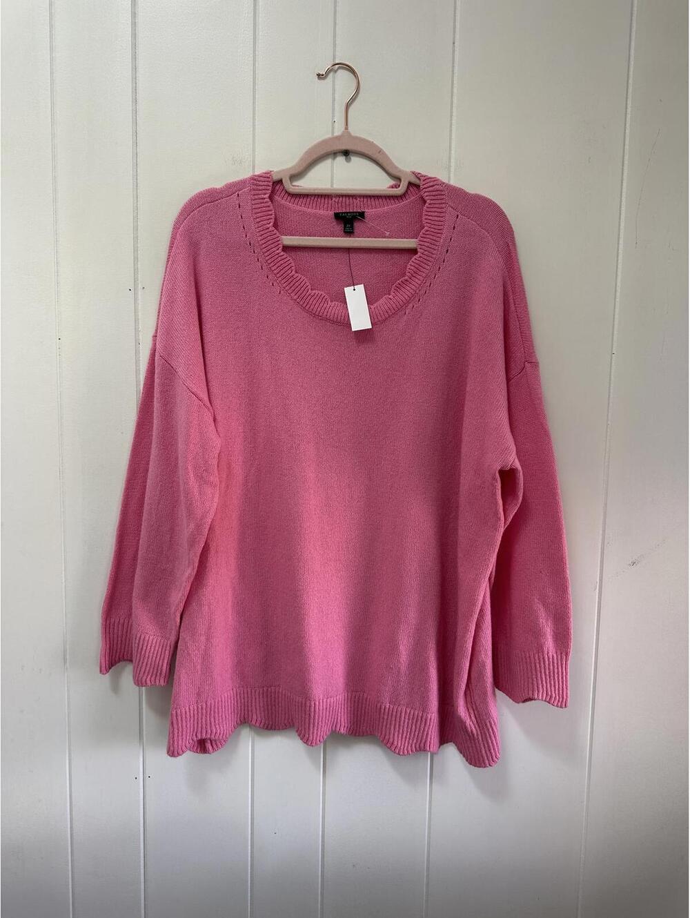 Talbots pink scalloped lightweight spring sweater size 2x
